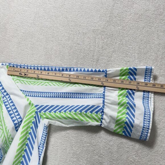 Caleoas Aztec Striped Mini Dress Womens Sz 1X White 3/4 Sleeves Button Front - Picture 11 of 11